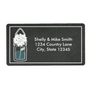Etiqueta rótulos Country Chalk com flores brancas em jarro 
