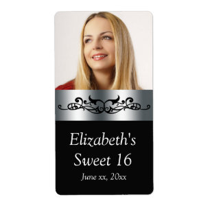 Etiqueta Rótulos de Água Dulces Dezesseis Preto e Prata