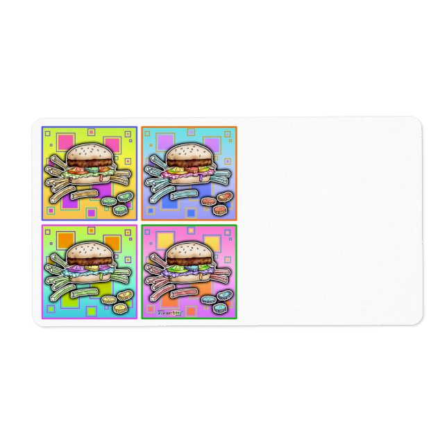 Etiqueta RÓTULOS DE AVERIA DO HAMBURGER pop Art (Frente)
