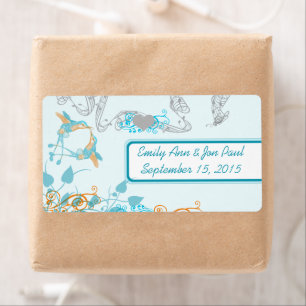 Etiqueta Rótulos de Beija-flores Vintage Aqua & Coral