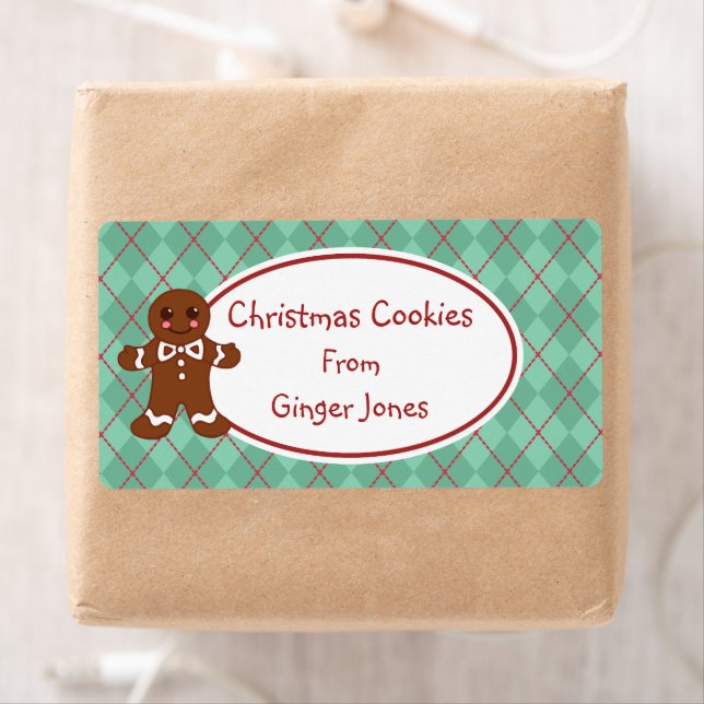 Etiqueta Rótulos de Biscoitos de Natal de Gengibre Verde (Insitu)