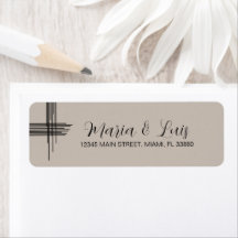 Rótulos de Casamento Linhas Abstratas Terrosas