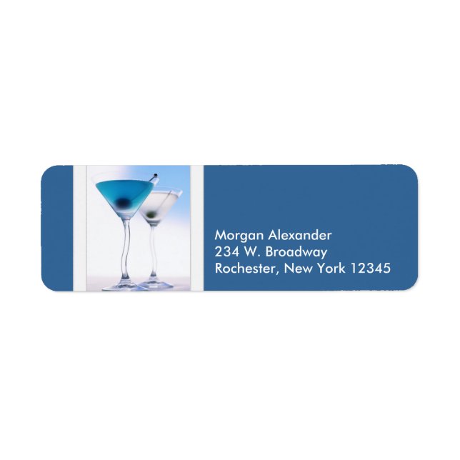 Etiqueta Rótulos de Endereço Blue Martini (Frente)