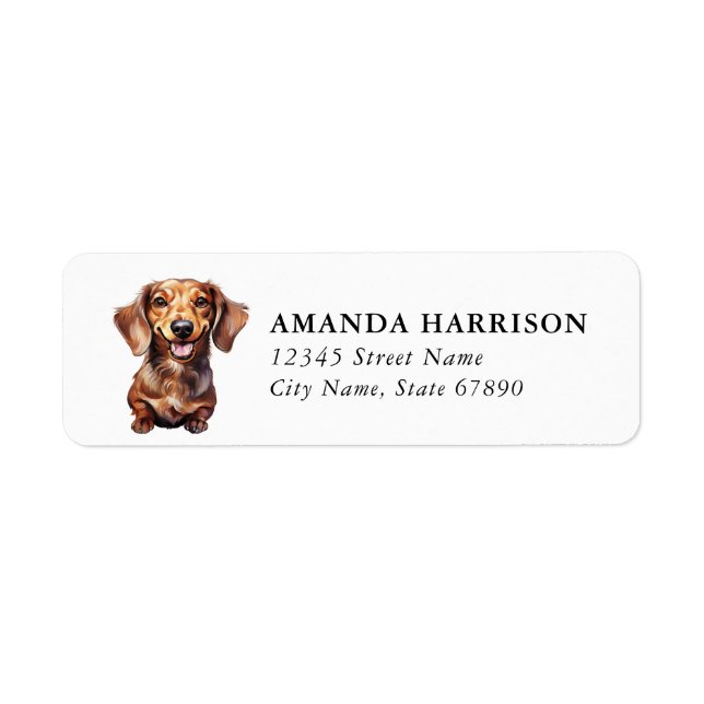 Etiqueta Rótulos de Endereço de Devolução Dachshund (Frente)