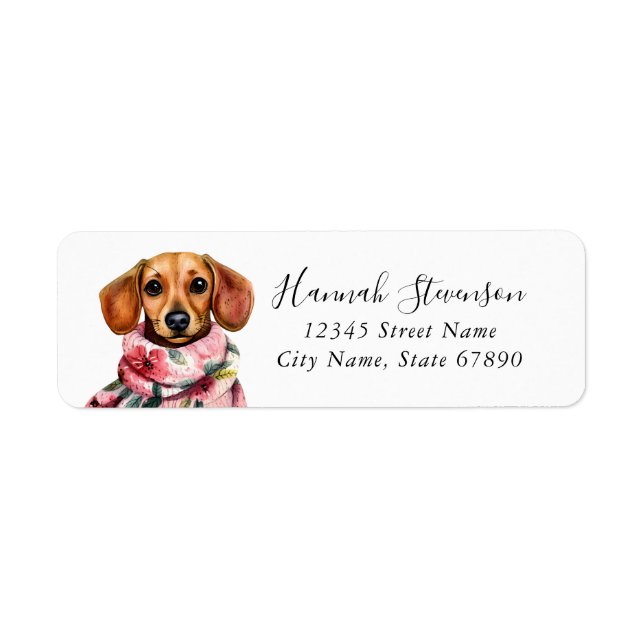 Etiqueta Rótulos de Endereço de Devolução Dachshund (Frente)