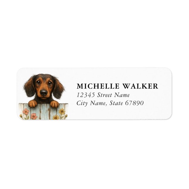 Etiqueta Rótulos de Endereço de Devolução Dachshund (Frente)