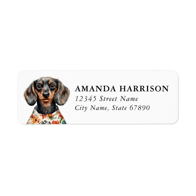Etiqueta Rótulos de Endereço de Devolução Dachshund (Frente)
