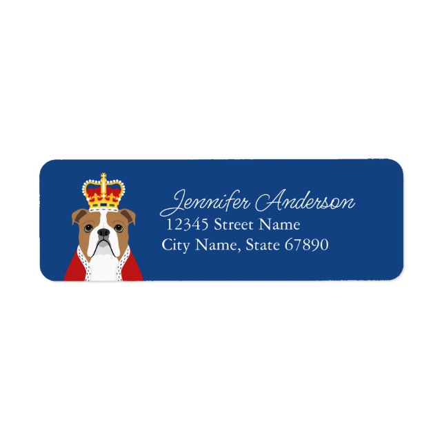 Etiqueta Rótulos de Endereço de Devolução de Bulldog Inglês (Frente)