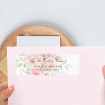 rótulos de endereço de devolução de rosas florais 