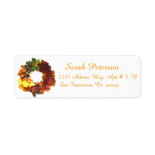 Etiqueta Rótulos de Endereço de Fall Wreath
