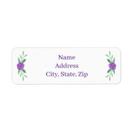 Etiqueta Rótulos de endereço de Folhagem Floral Roxo