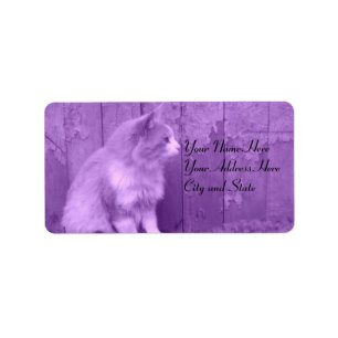 Etiqueta Rótulos de Endereço de Gato Roxo