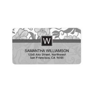 Etiqueta Rótulos de endereço de retorno do monograma floral