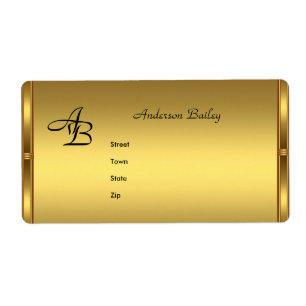 Etiqueta Rótulos de Endereço Iniciais Dourados Legais