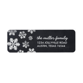 Etiqueta Rótulos de Endereço Rustic Chalkboard Snowflakes