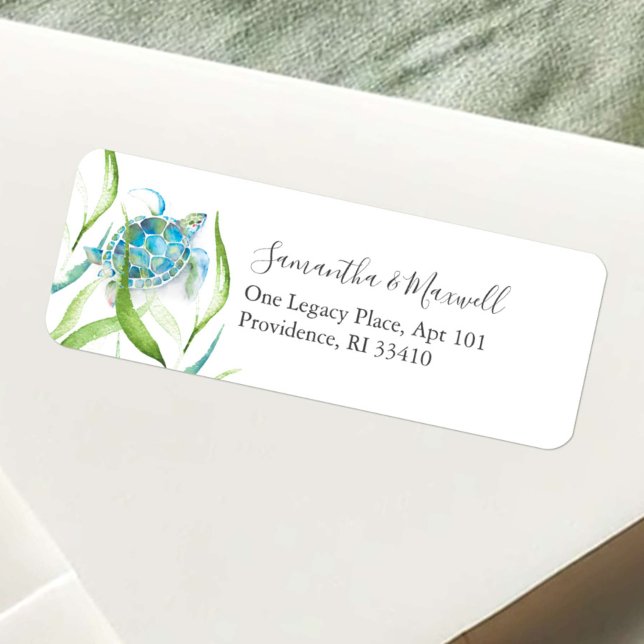 Etiqueta Rótulos de Endereço Únicos da Tartaruga Marítima d (Florida beach return address labels watercolor sea turtle art Victoria Grigaliunas Do Tell A Belle)