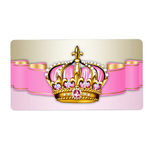 Etiqueta Rótulos de Garrafa de Água Princesa Dourado Rosa