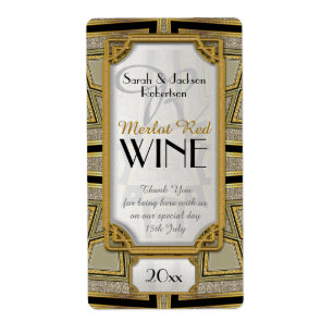 Etiqueta Rótulos de Garrafa de Vinho Art Deco Dourado 1 Vin