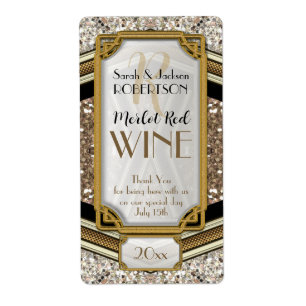 Etiqueta Rótulos de garrafa de Vinho Dourado Glamor 2x3,7