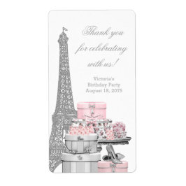 Etiqueta Rótulos de Garrafa de Vinho Rosa Paris