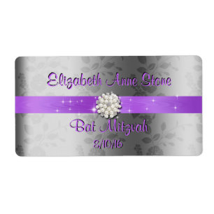 Etiqueta Rótulos de Garrafas de Água Sweet Sixteen, Roxo e 