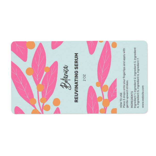 Etiqueta Rótulos de Garrafas de Serum de Folha de Verão (Frente)
