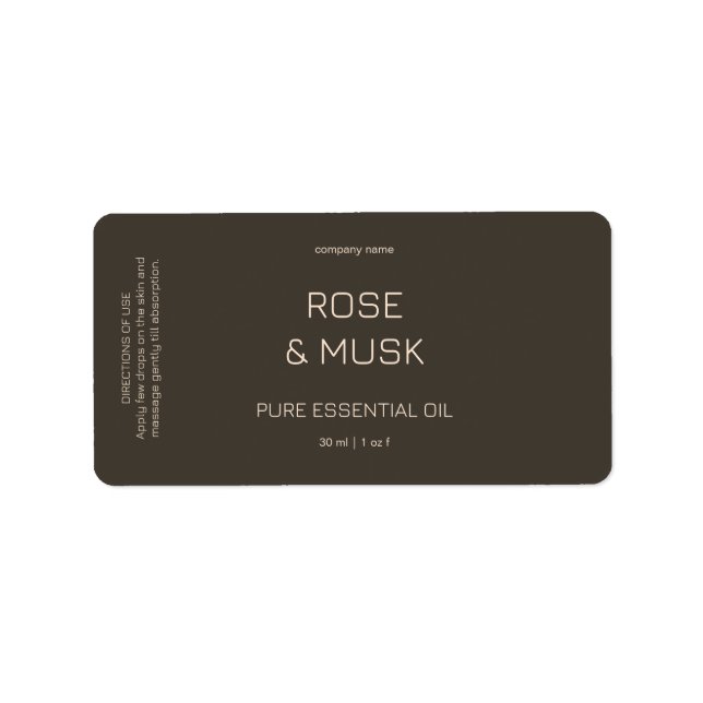 Etiqueta Rótulos de óleo essenciais minimalistas/garrafa de (Frente)