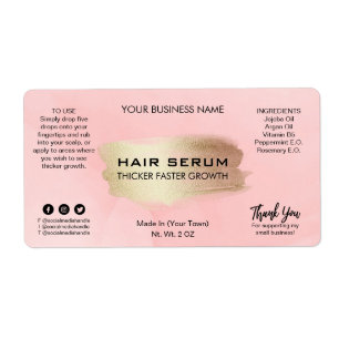 Etiqueta Rótulos de Serum de Cabelo de Tinta Rosa Moderno