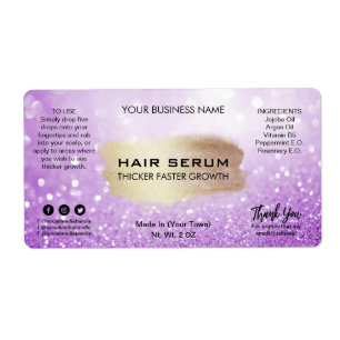 Etiqueta Rótulos De Serum Do Cabelo De Leite Púrpura Do G
