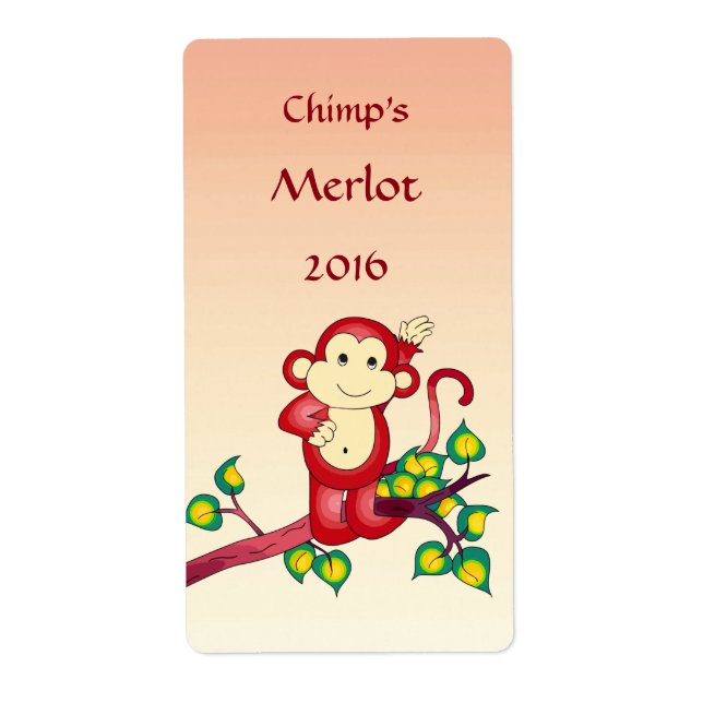 Etiqueta Rótulos De Vinho De Macaco Vermelho (Frente)