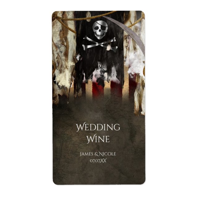 Etiqueta Rótulos de vinho para festa temática pirata (Frente)