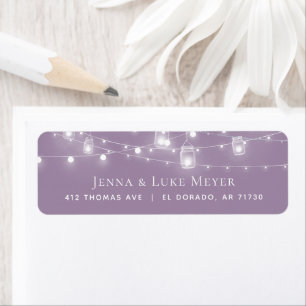 Etiqueta Rótulos Rustic String Lights Wedding Return Addres