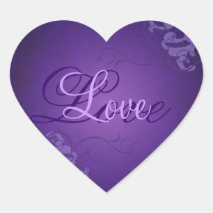 Etiqueta roxa do amor do coração roxo nobre do