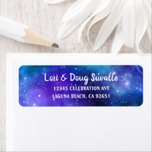 Etiqueta Roxo Blue Watercolor Galaxy Endereço de Devoluç