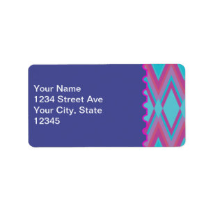 Etiqueta Roxo e Aqua Tribal
