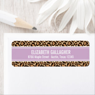 Etiqueta Roxo e impressão do leopardo
