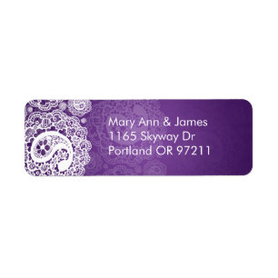 Etiqueta Roxo elegante do laço de Paisley do endereço do