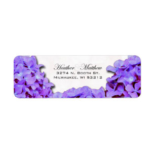 Etiqueta Roxo Hydrangea Endereço de Devolução de Casamentos
