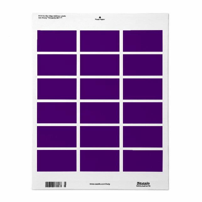 Etiqueta Roxo real (cor sólida) (Toda a folha)