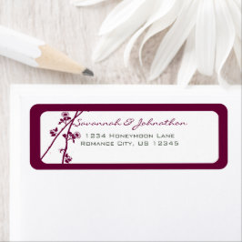 Etiqueta Roxo Vinho Plum Floral Endereço de Retorno