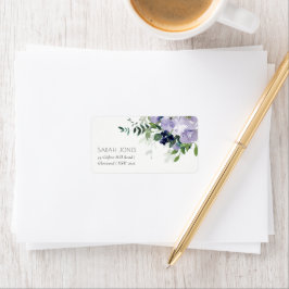 Etiqueta Roxo Violeta Naval Floral Folhagem Endereço