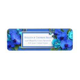 Etiqueta Royal Blue Gilded Orchid Nature Return Address
