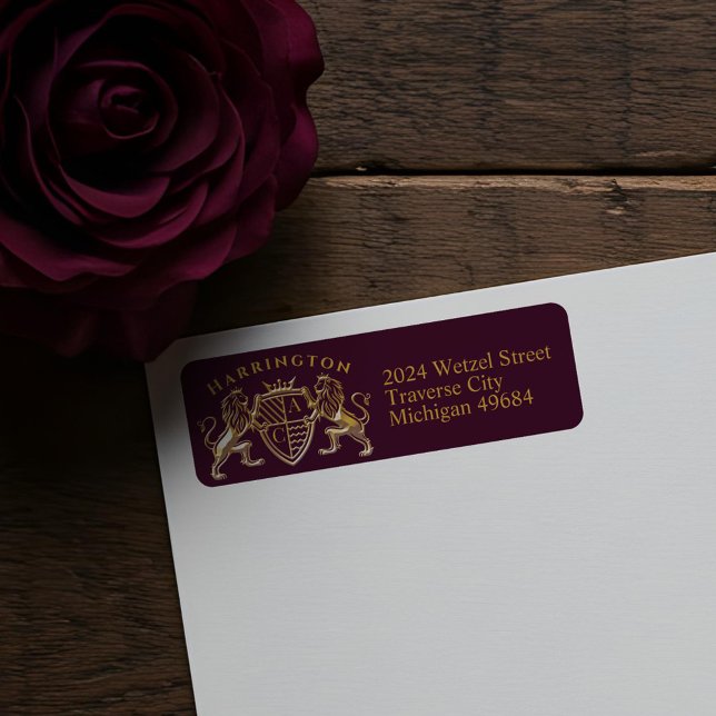 Etiqueta Royal Muse Medieval Fantasy Monogramo Lion Emblem (Royal Muse Medieval Fantasy Monogram Lion Emblem Label)