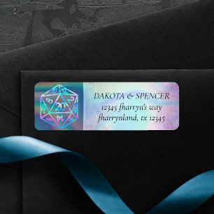 Etiqueta RPG Dados   Endereço de Jogo de Mesa Holo Fantasy 