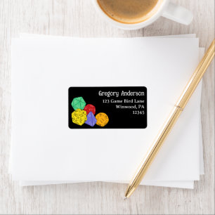 Etiqueta RPG Gaming Dice, Conselho, Fantasy Games Address