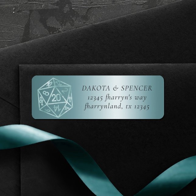 Etiqueta RPG Luxe | Aqua Fantasy Tabletop Gamer Address (Criador carregado)