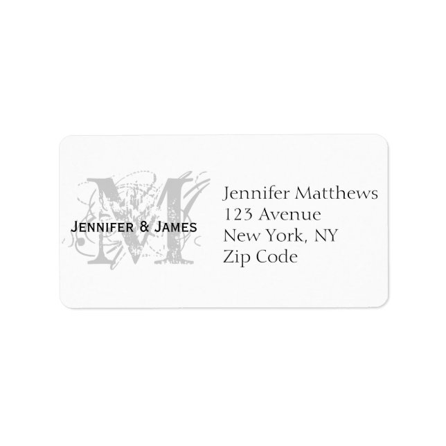 Etiqueta RSVP Card Address Labels Chic Monograma (Frente)