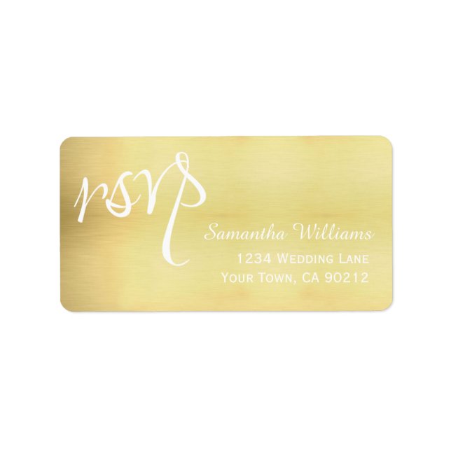 Etiqueta RSVP de Casamento Dourado (Frente)