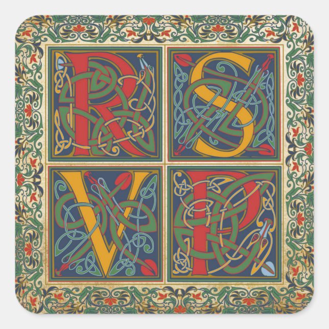 Etiqueta RSVP de Gótico Manuscrito Medieval (Frente)