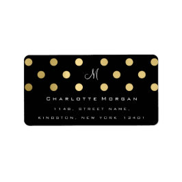 Etiqueta RSVP do logotipo de ponto Dourado preto monograma